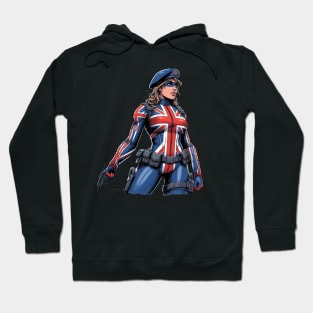 London England Female Comic Book Superhero Hoodie